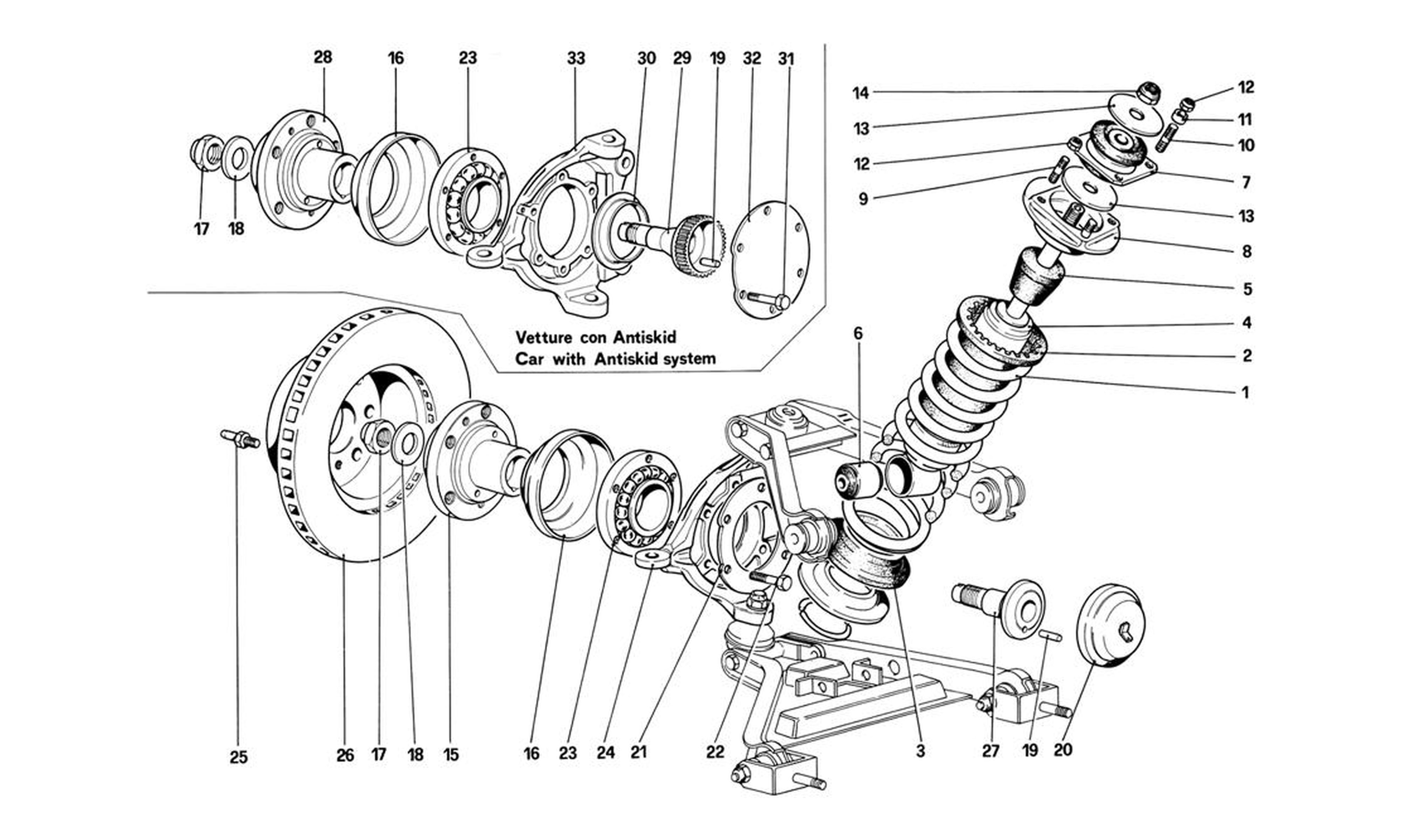 Schematic: Front Suspension - Shock Absorber And Brake Disc