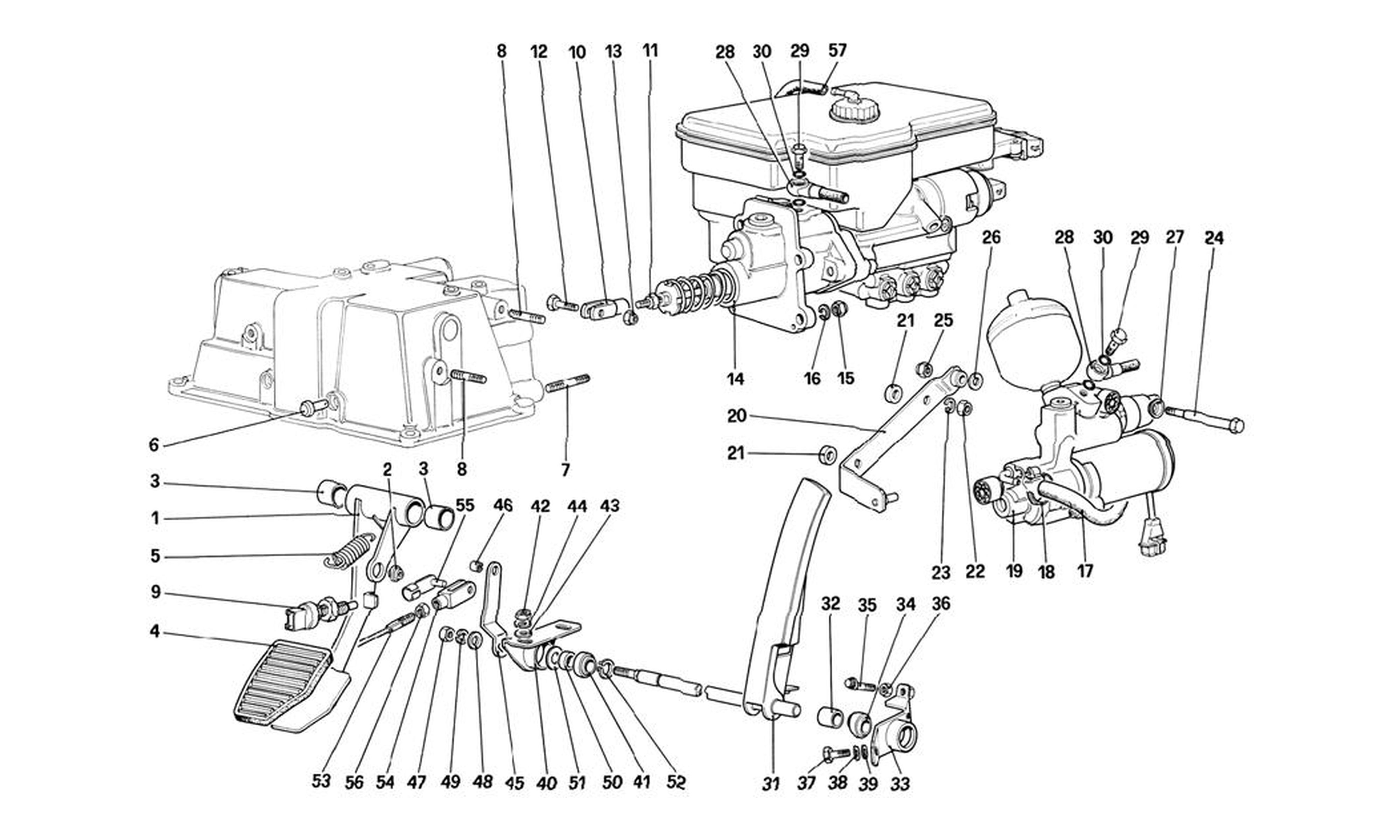 Schematic: Throttle Control And Brake Hydraulic System (For Rhd)