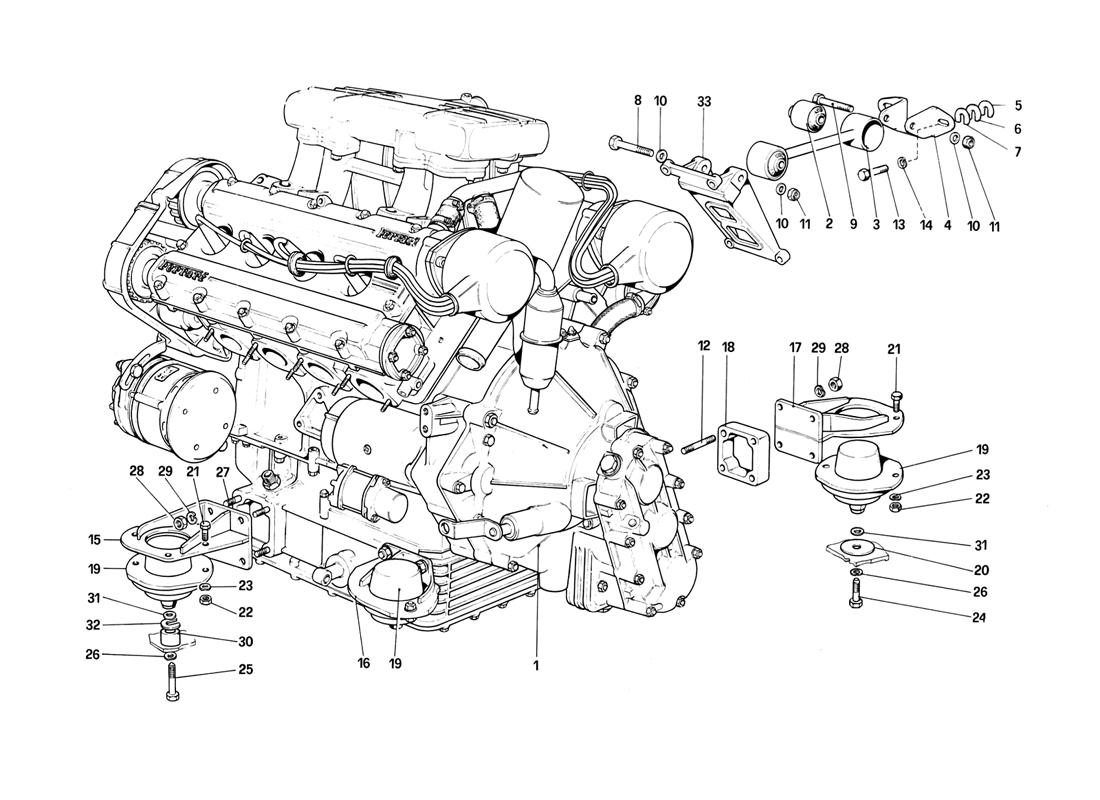 Schematic: Engine - Gearbox And Supports