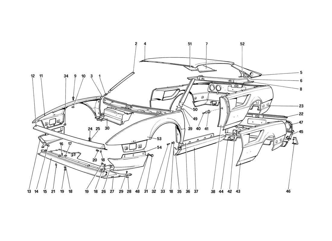 Schematic: Body Shell - Outer Elements