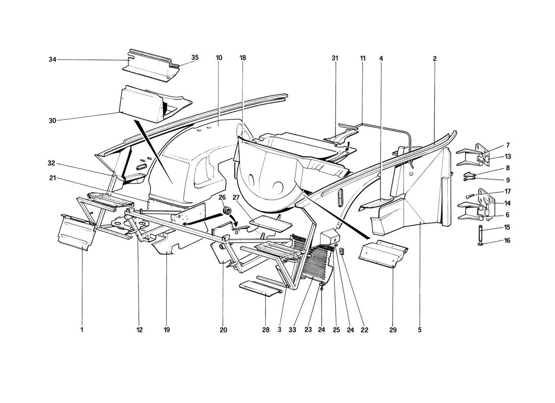 Schematic: Body Shell - Inner Elements