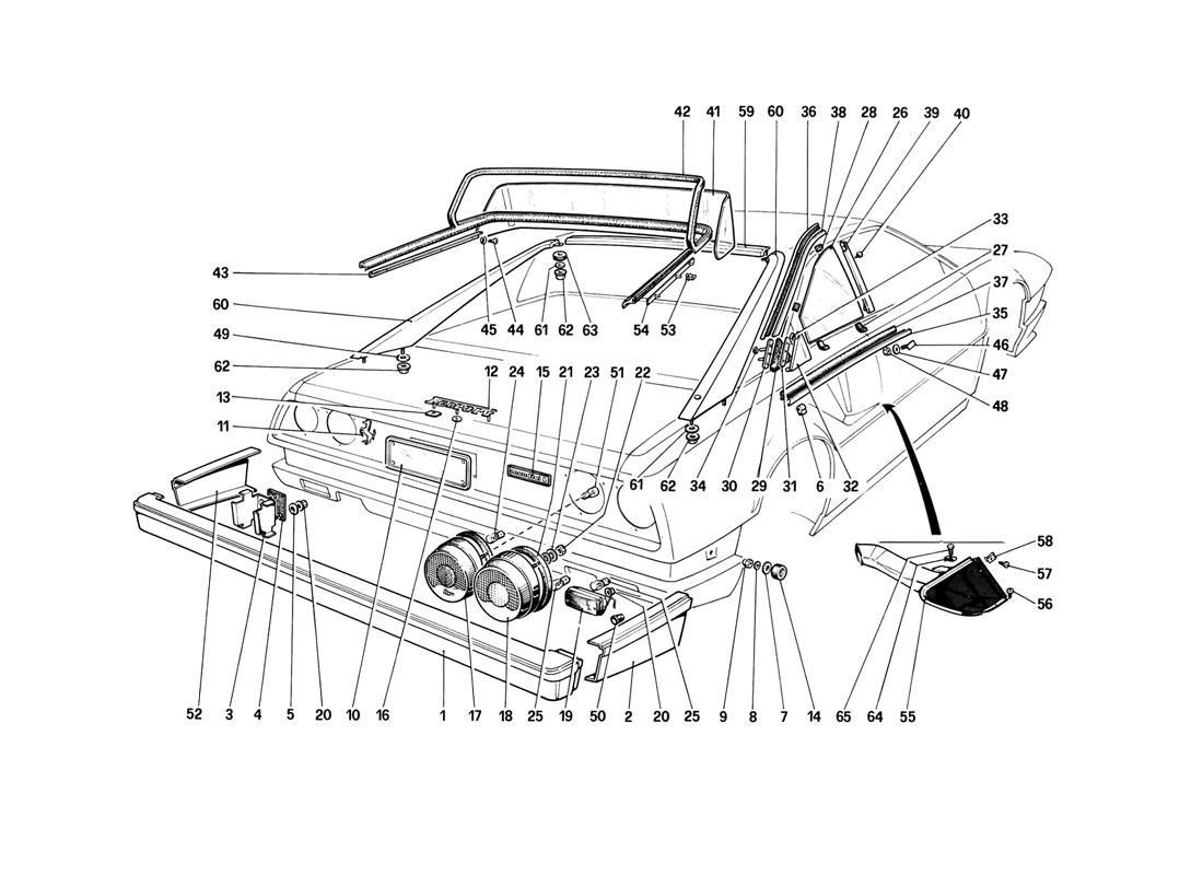 Schematic: Bumpers, Lights And Rear Glasses