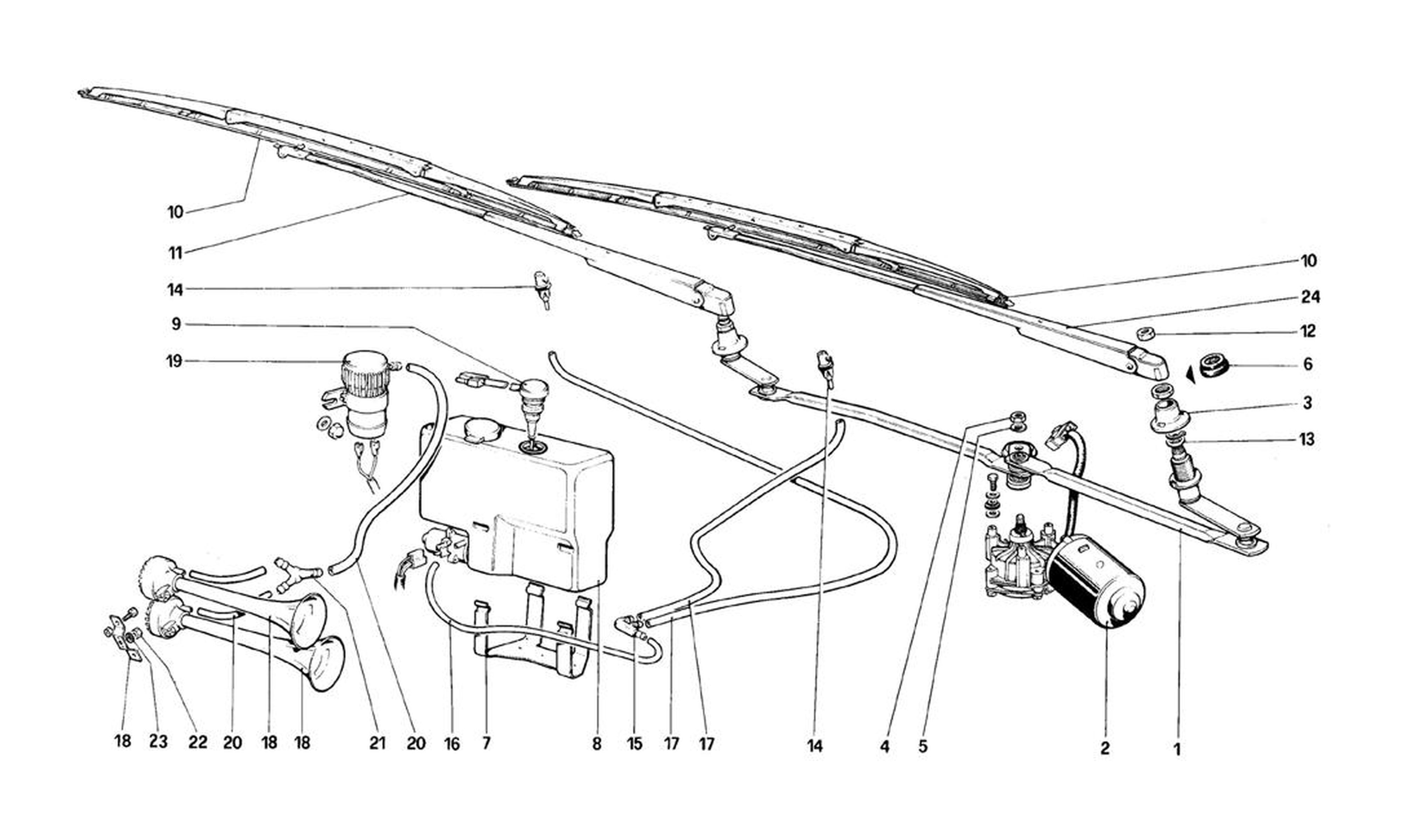 Schematic: Windshield Wiper, Washer And Horn