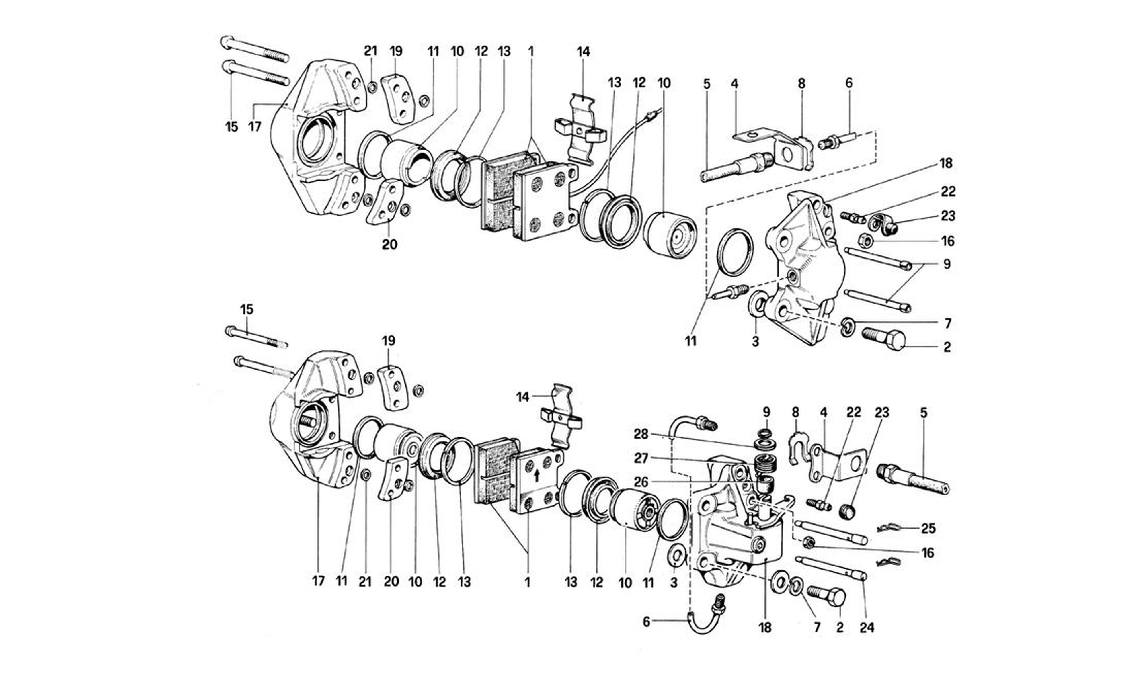 Schematic: Calipers For Front And Rear Brakes