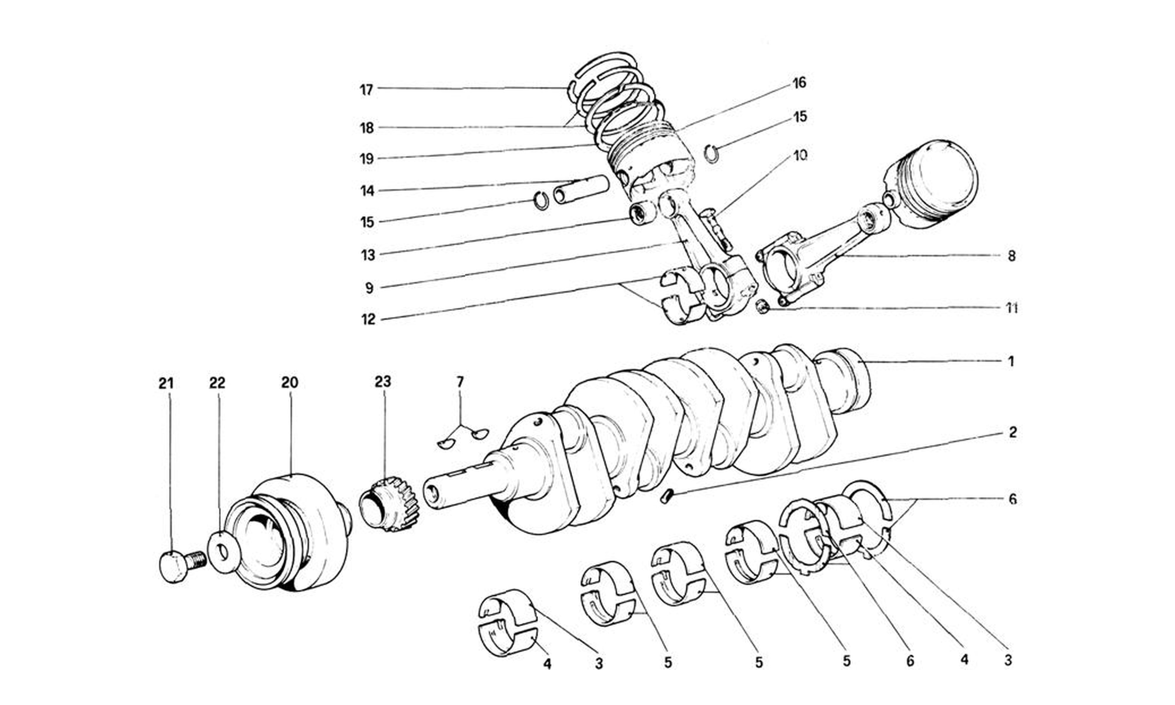 Schematic: Crankshaft - Connecting Rods And Pistons