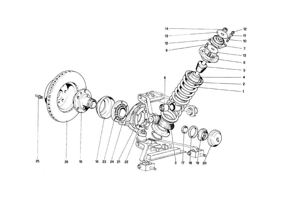 Schematic: Front Suspension - Shock Absorber And Brake Disc