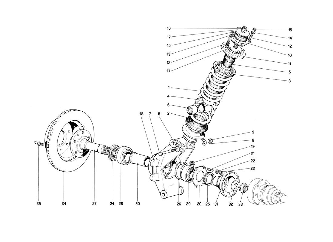 Schematic: Rear Suspension - Shock Absorber And Brake Disc