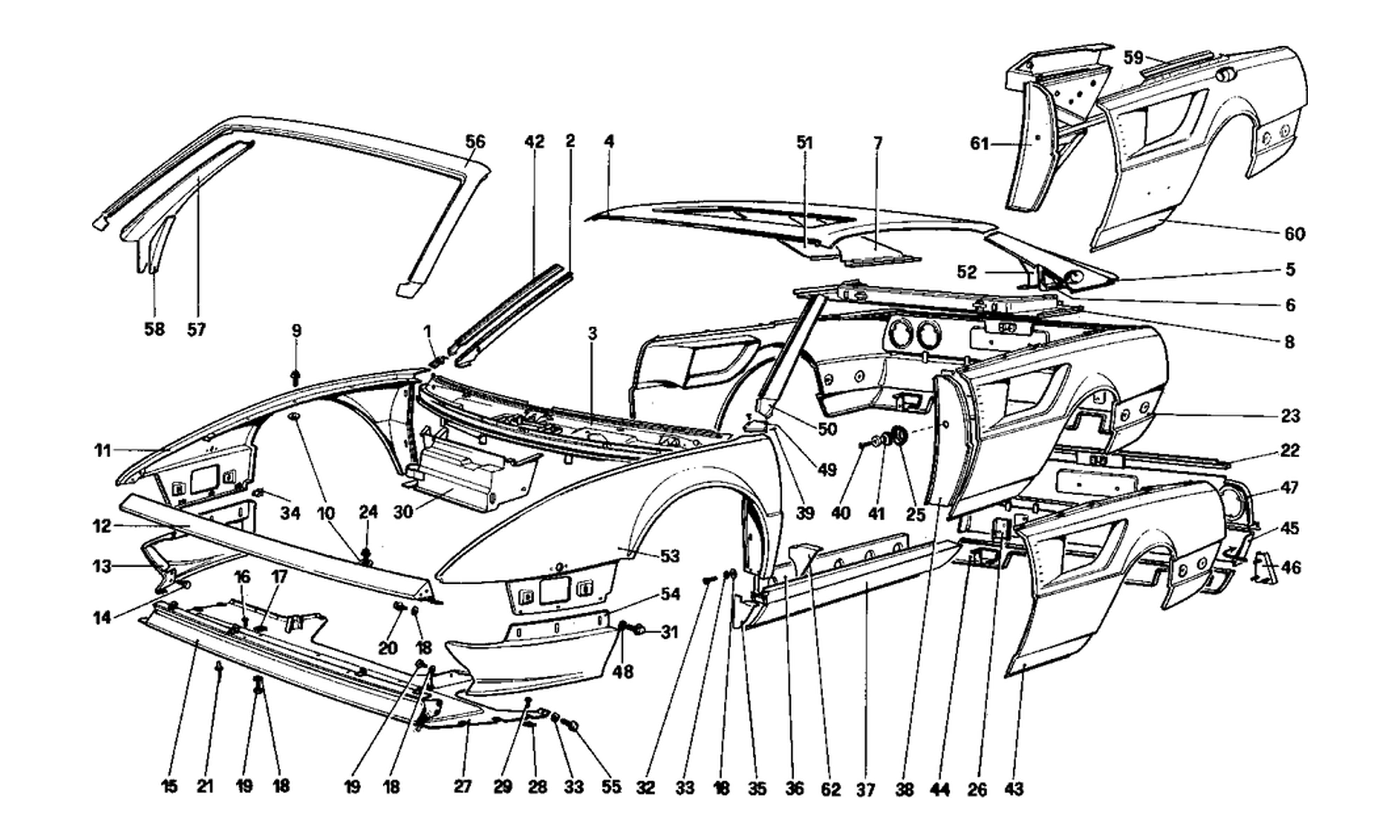 Schematic: Body Shell - Outer Elements