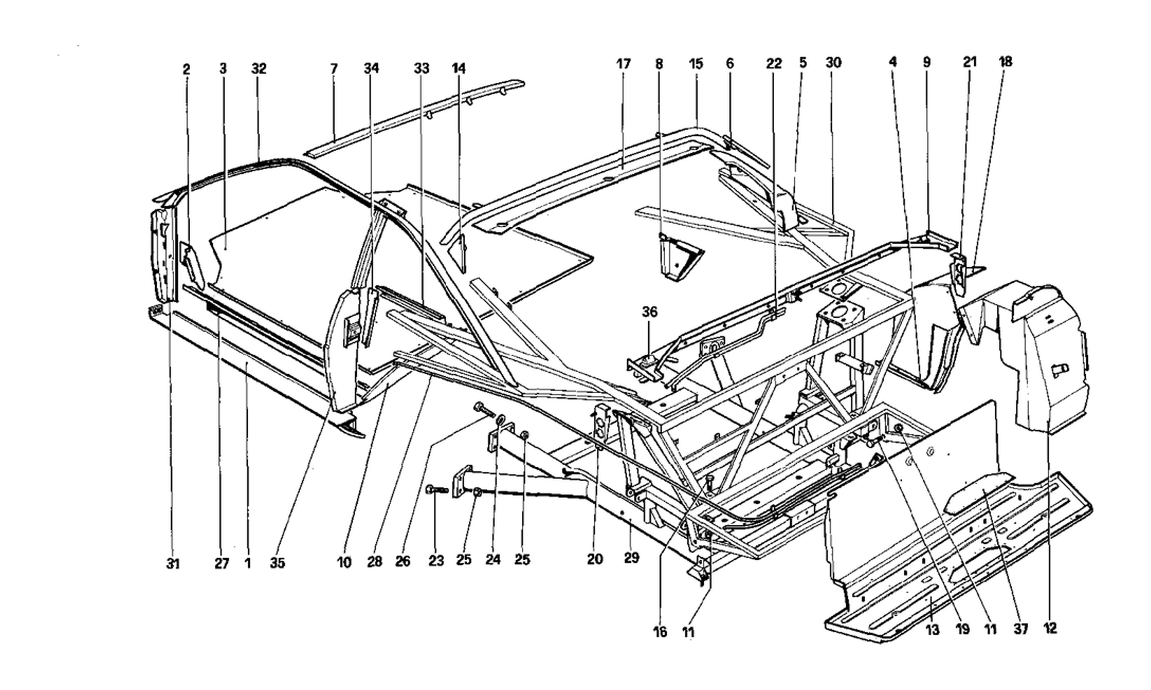 Schematic: Body Shell - Inner Elements - Quattrovalvole