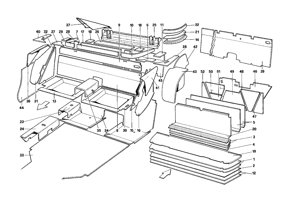 Schematic: Luggage And Passenger Compartment Insulation
