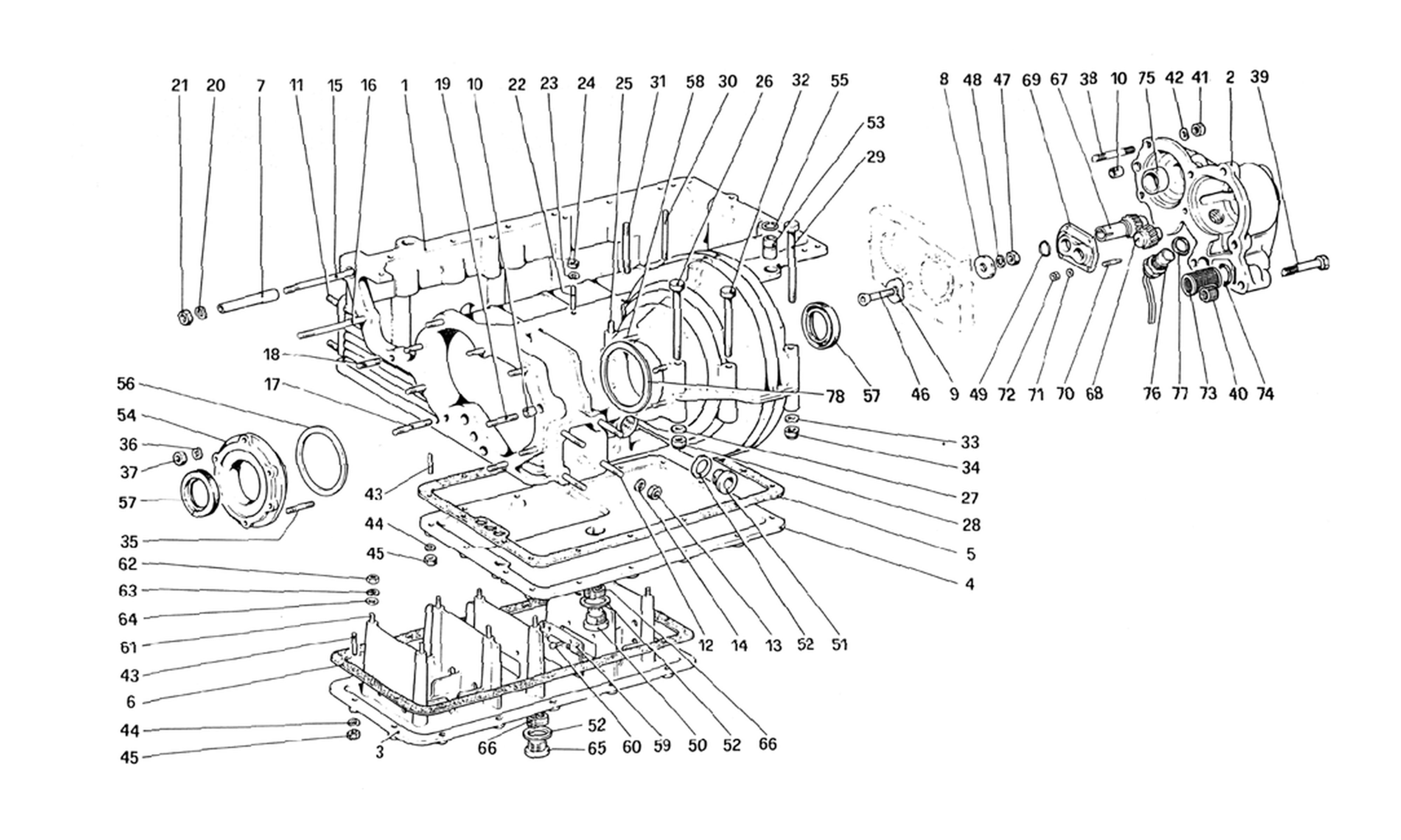 Schematic: Gearbox - Differential Housing And Oil Sump