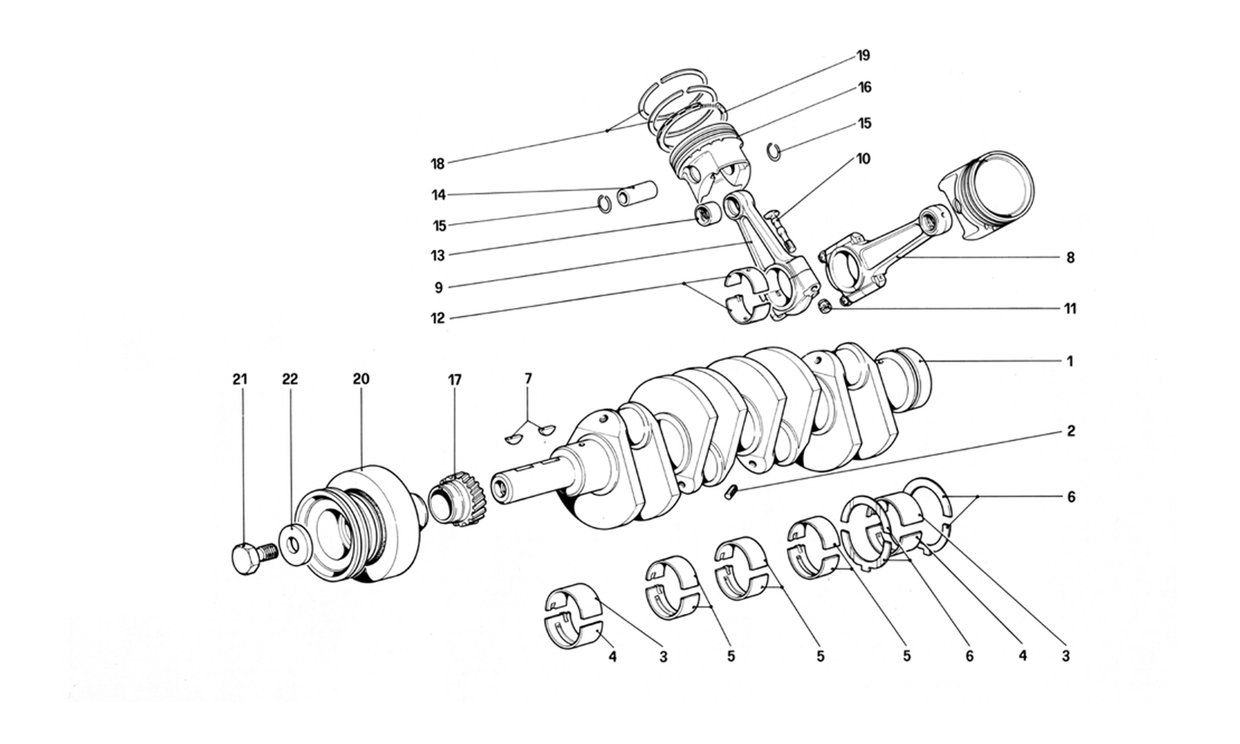 Schematic: Crankshaft - Connecting Rods And Pistons