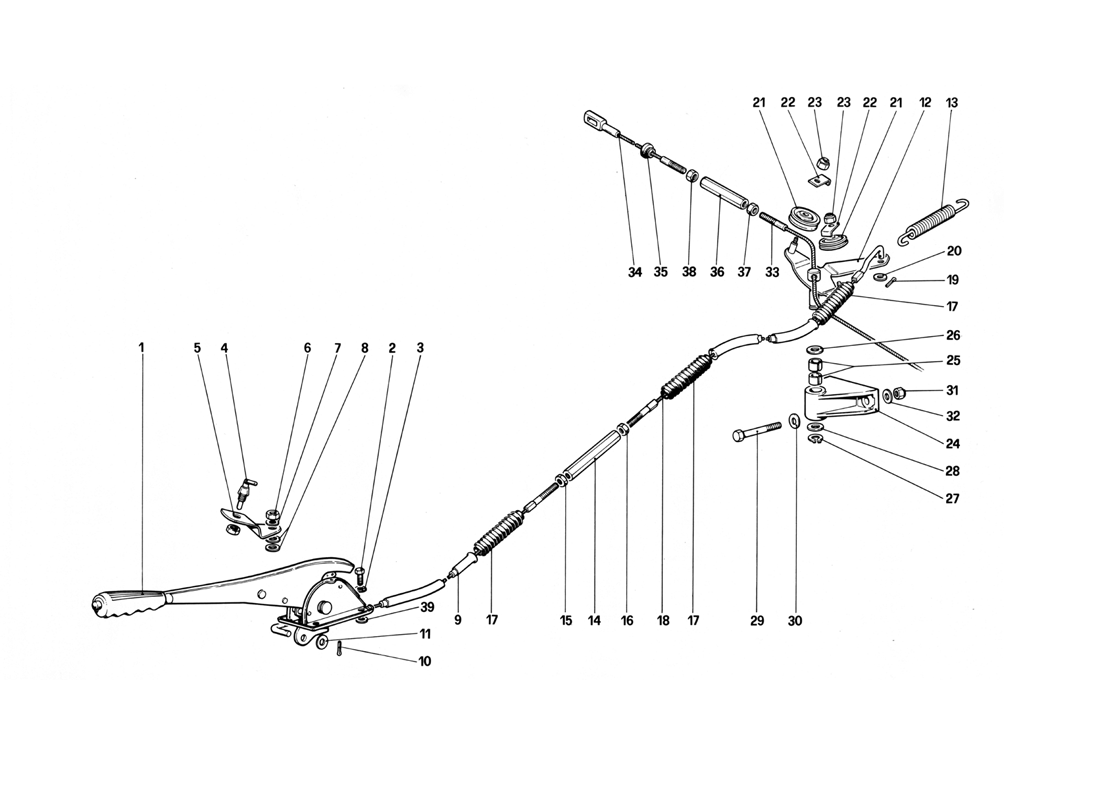 Schematic: Hand - Brake Control (Valid Only For Lhd Up To Chassis No. 43011)