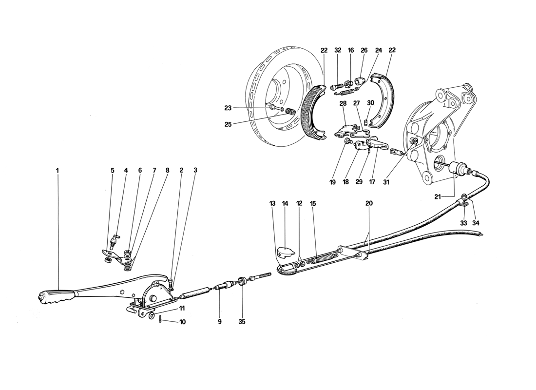 Schematic: Hand - Brake Control (Valid For Rhd - For Lhd From Chassis No. 43013)
