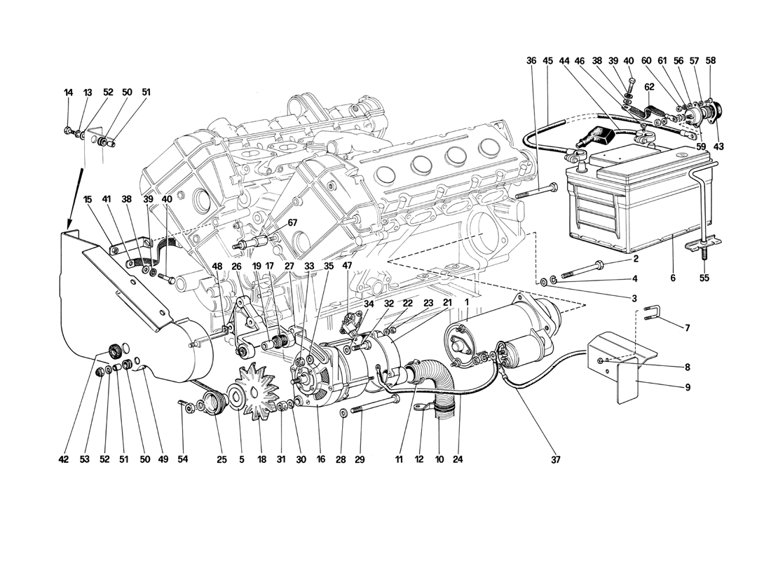 Schematic: Electric Generating System - (Engine With 2 Belts)