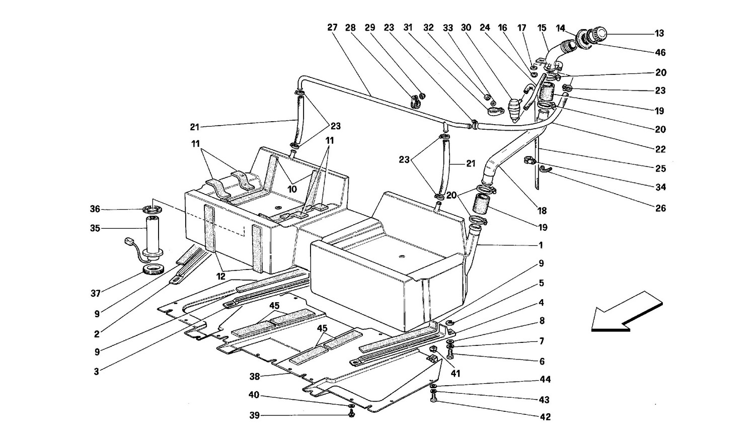 Schematic: Tank And Fuel Vent Systems -Coupe - Not For Cars With Catalyst-