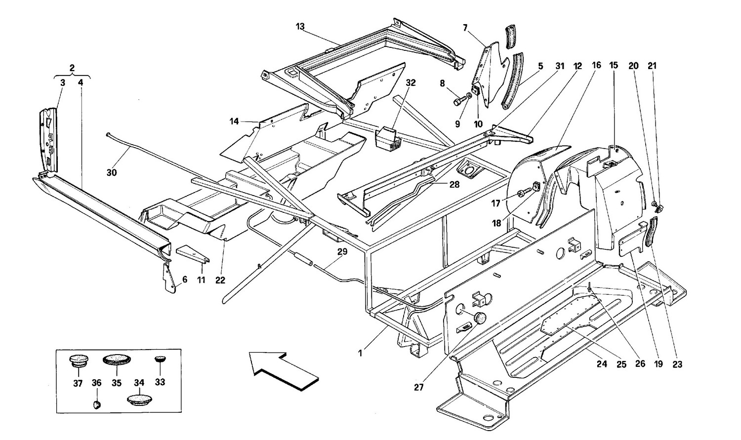 Schematic: Inner Elements - Rear Part -Cabriolet-