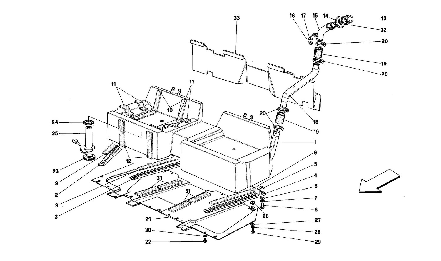 Schematic: Fuel Tank - Coupe - For Cars With Catalysts Sa And De-Catalysts-