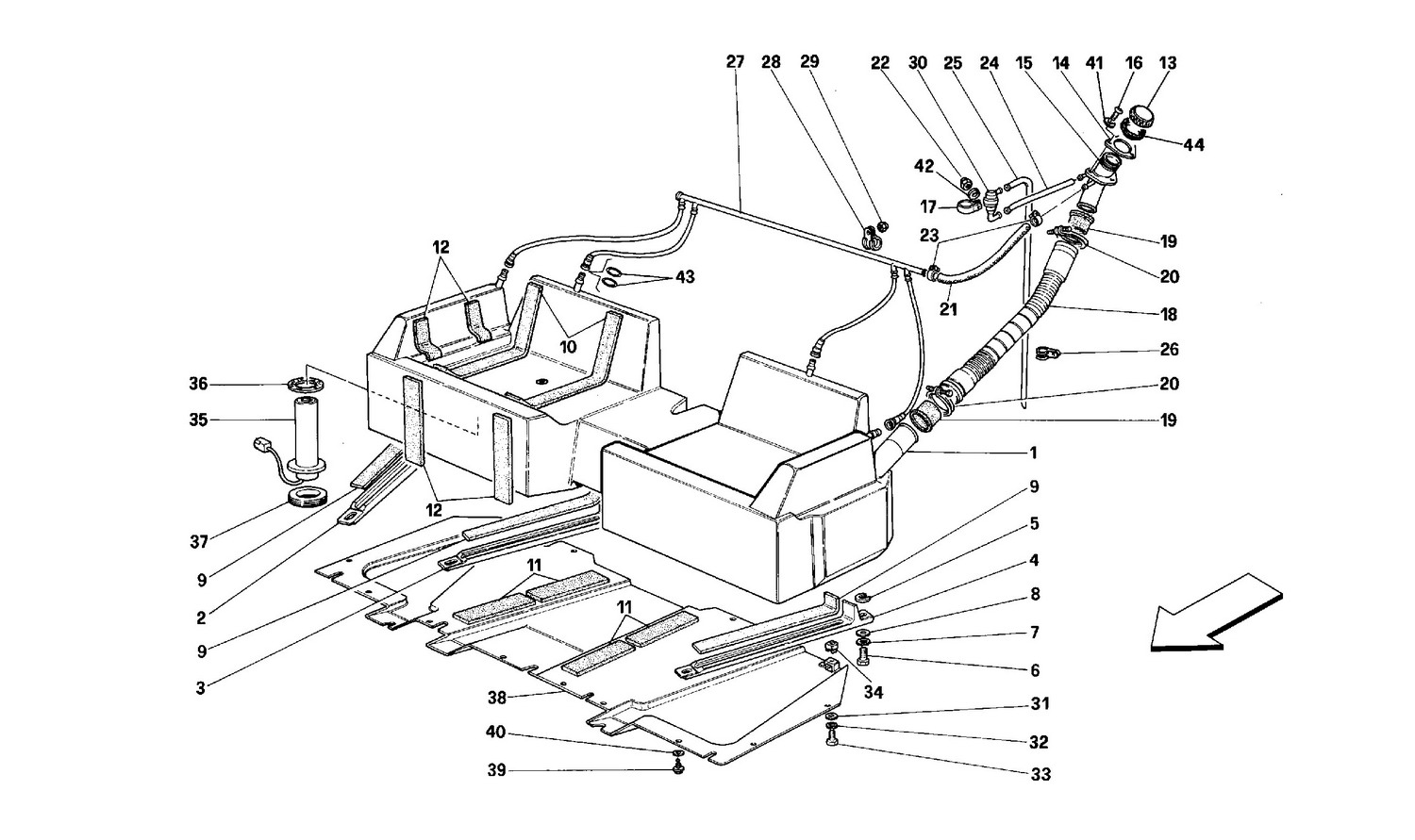 Schematic: Tank And Fuel Breather Device -Cabriolet - Not For Cars With Catalysts-