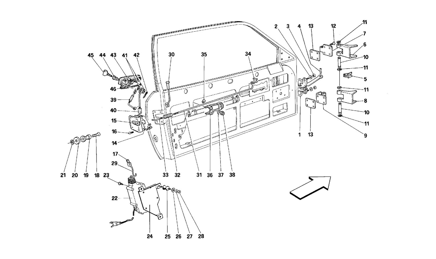 Schematic: Doors - Coupe - Opening Control And Hinges