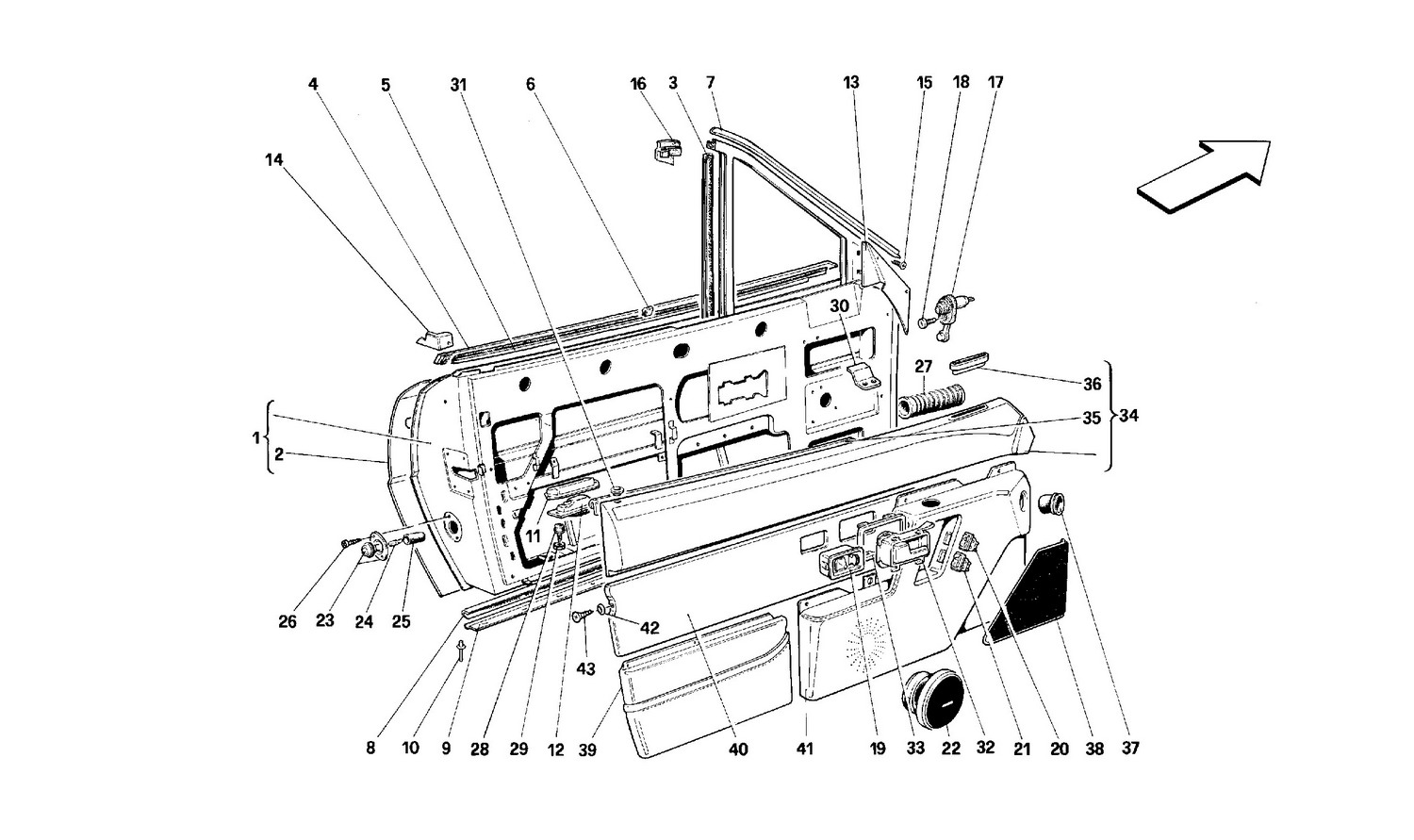 Schematic: Doors -Cabriolet- Framework And Linings