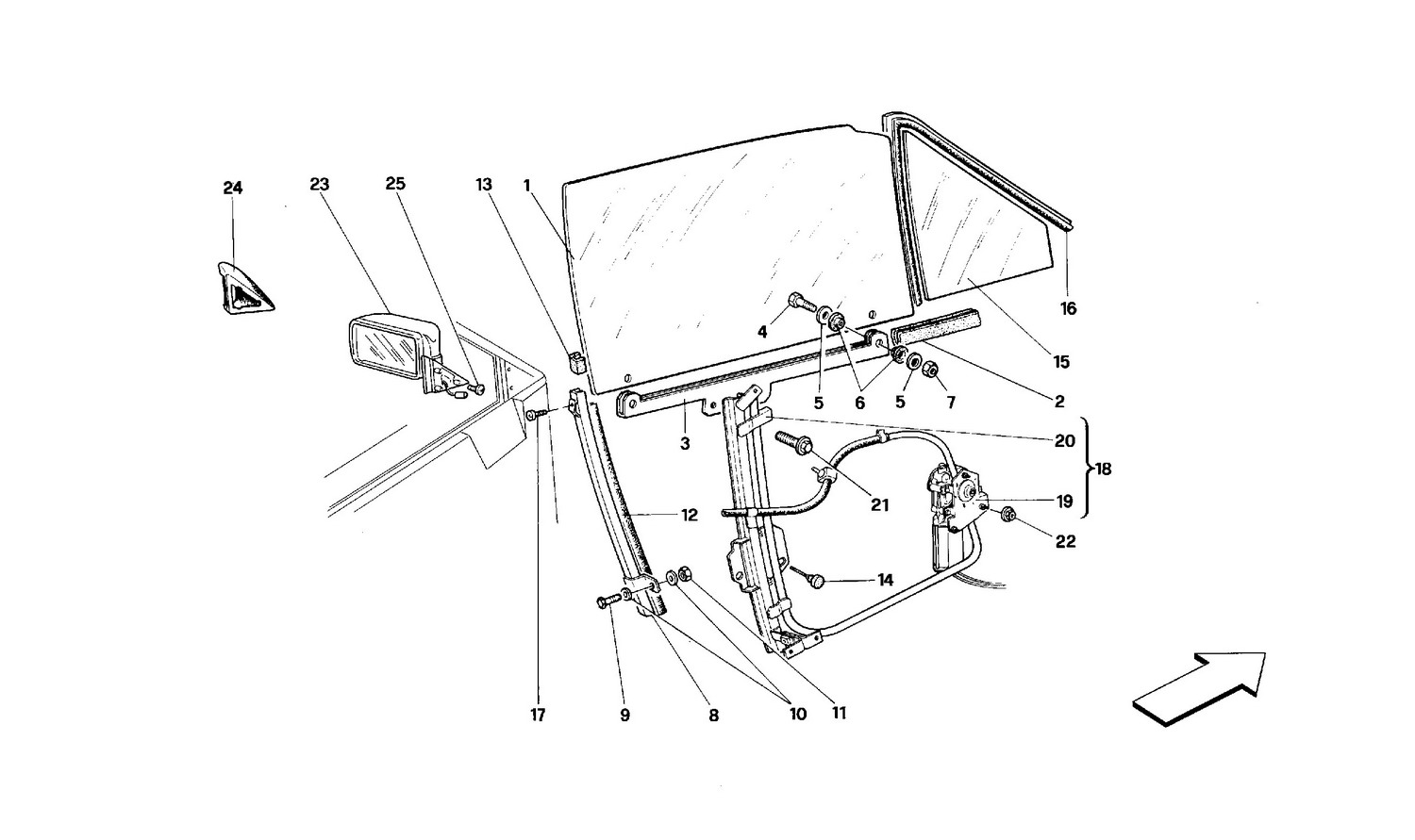 Schematic: Doors -Cabriolet- Glass Lifting Device And Rear Mirror