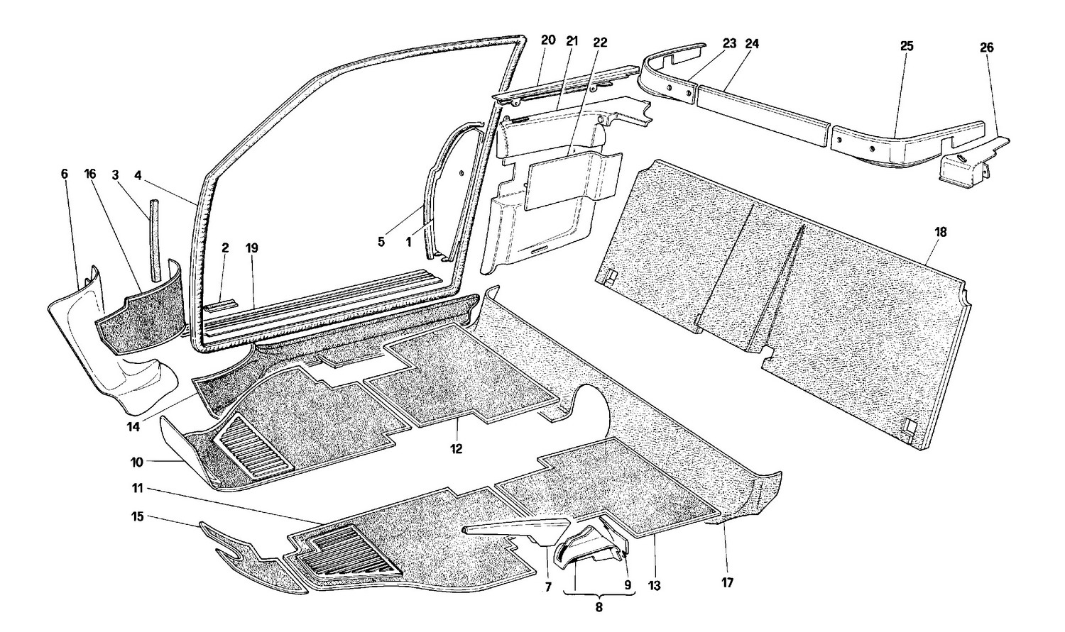 Schematic: Carpets And Inner Lining - Coupe -