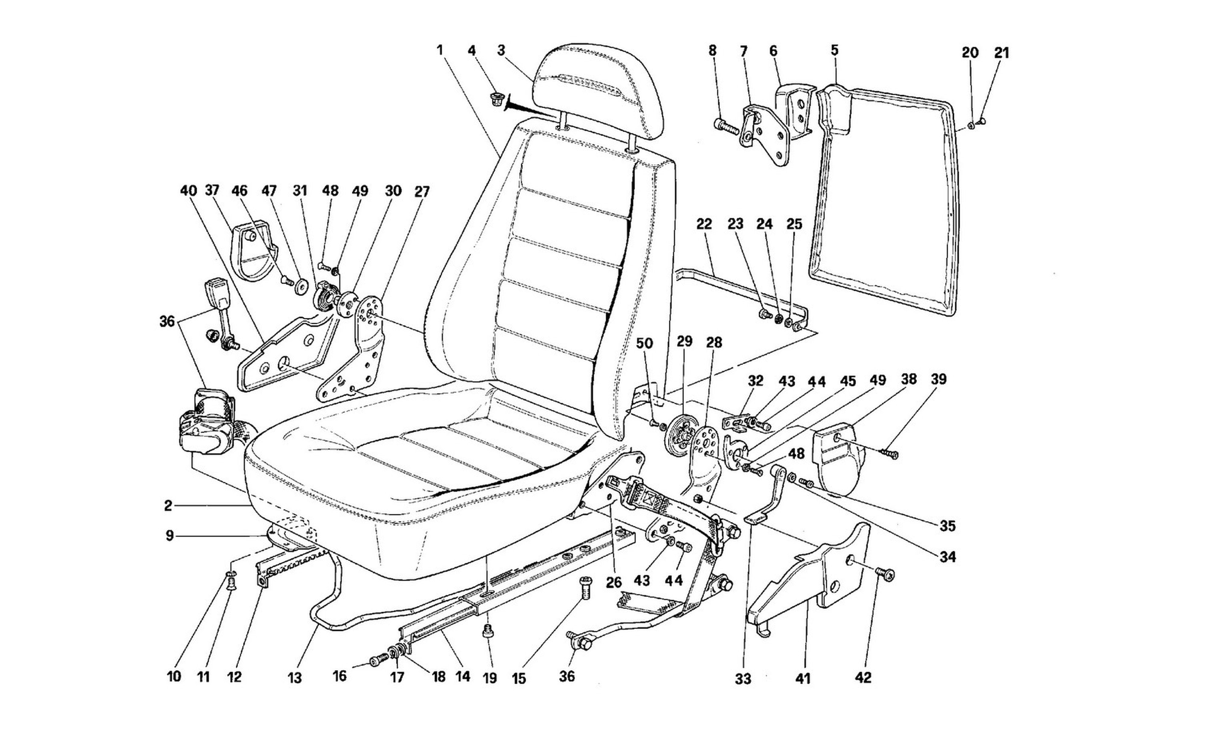 Schematic: Front Seats -Valid For Passive Belts-