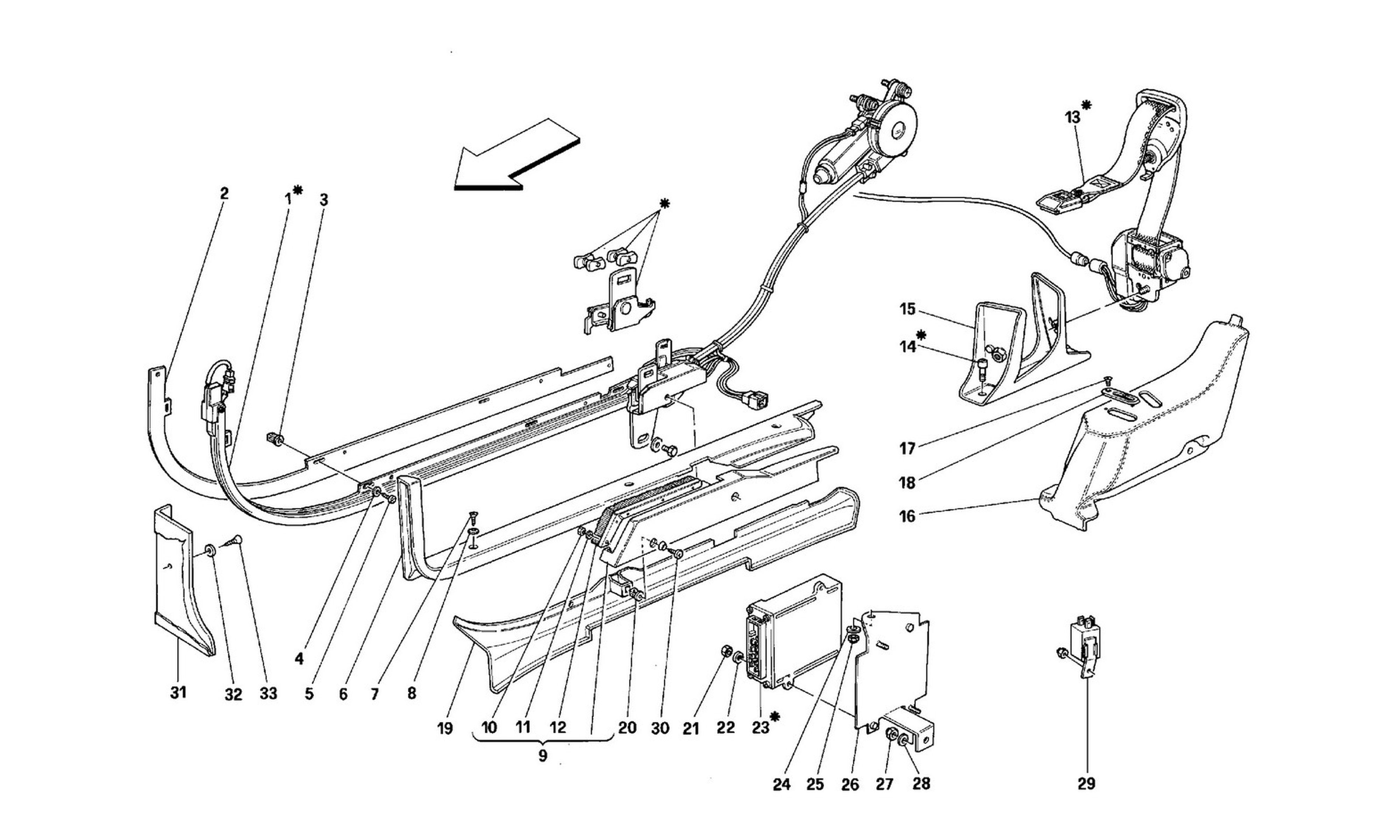 Schematic: Passive Safety Belts System