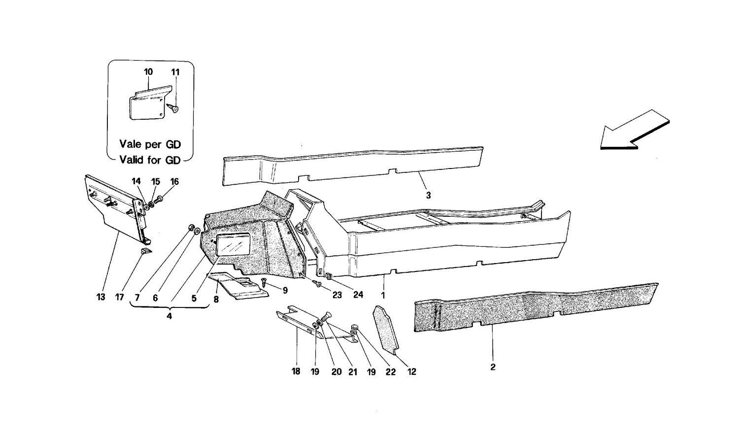 Schematic: Tunnel - Framework And Linings - Cabriolet-