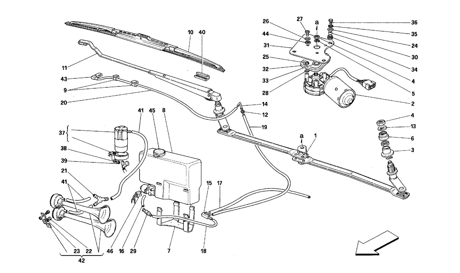 Schematic: Windshield Wiper And Horns