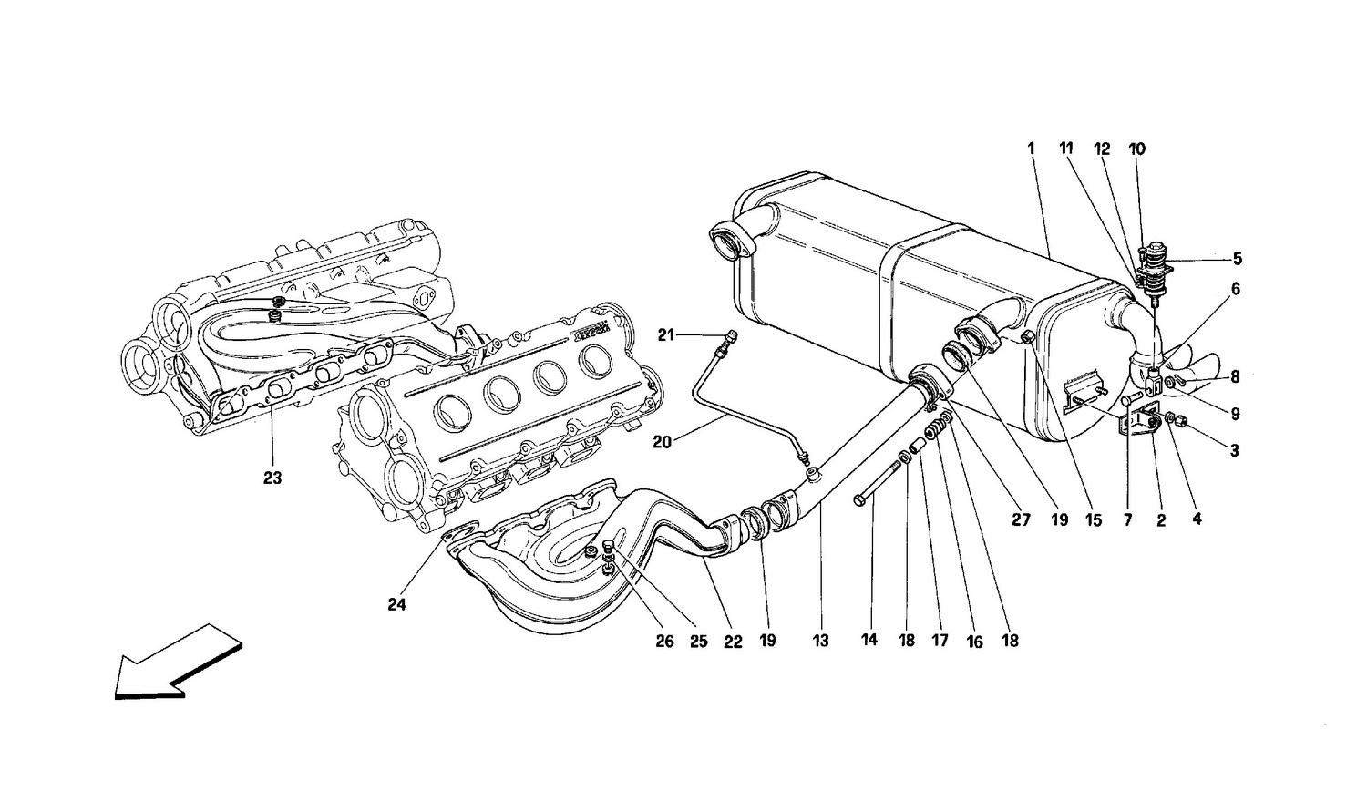 Schematic: Exhaust System -Not For Cars With Catalysts And 77Db