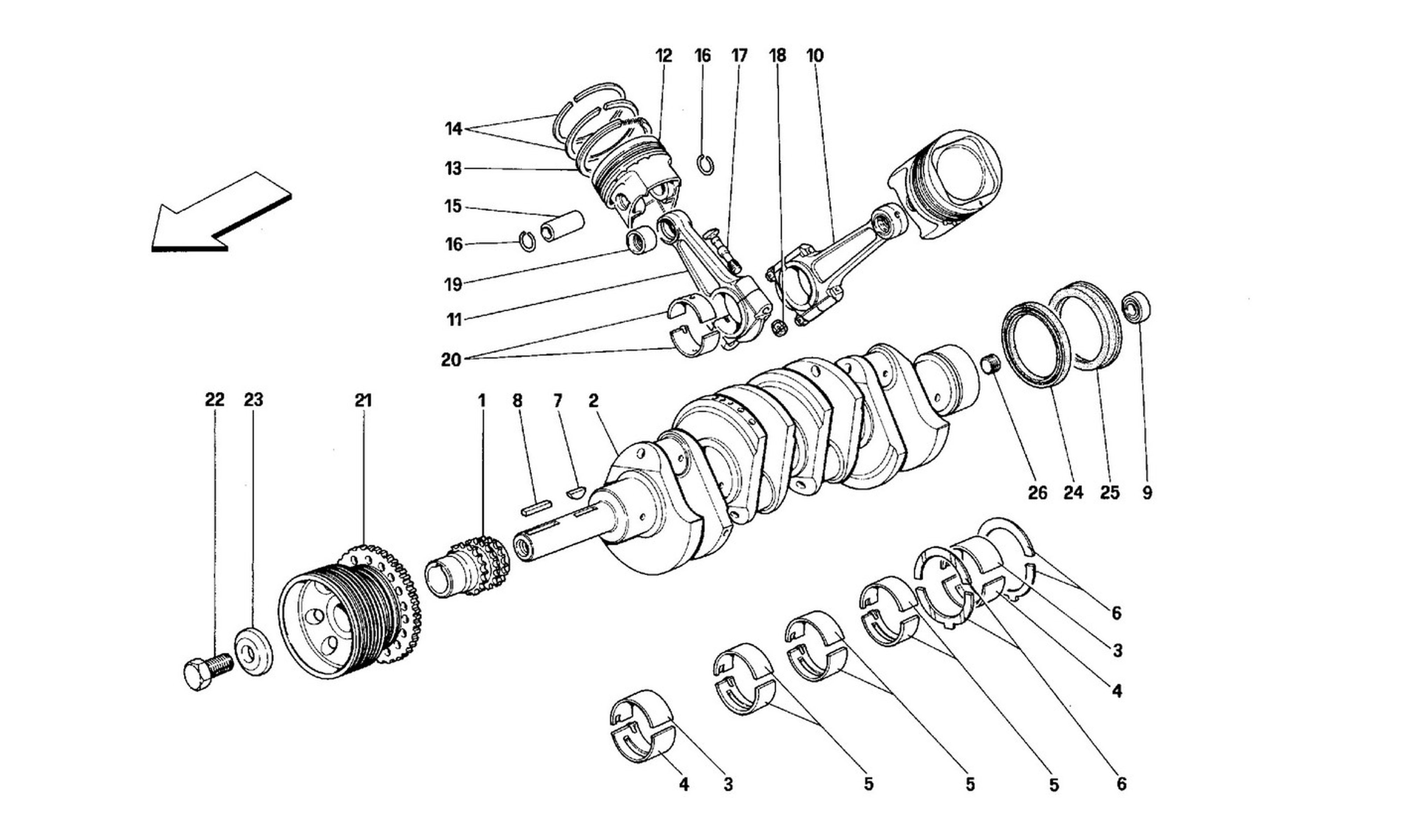 Schematic: Crankshaft - Connecting Rods And Pistons