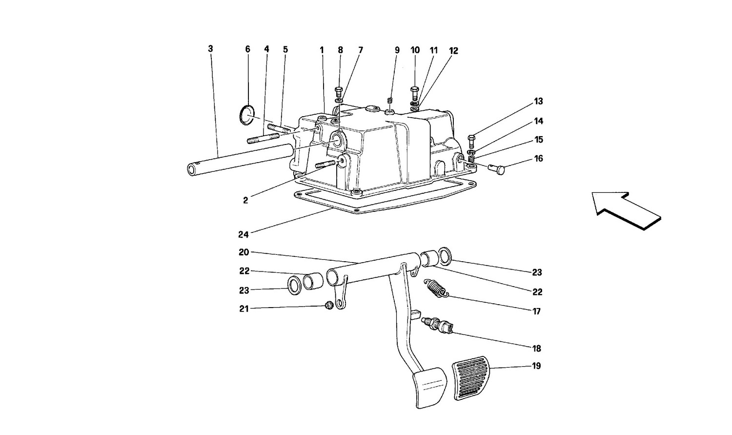 Schematic: Pedals Case And Support -Valid For Cars With F.E.-