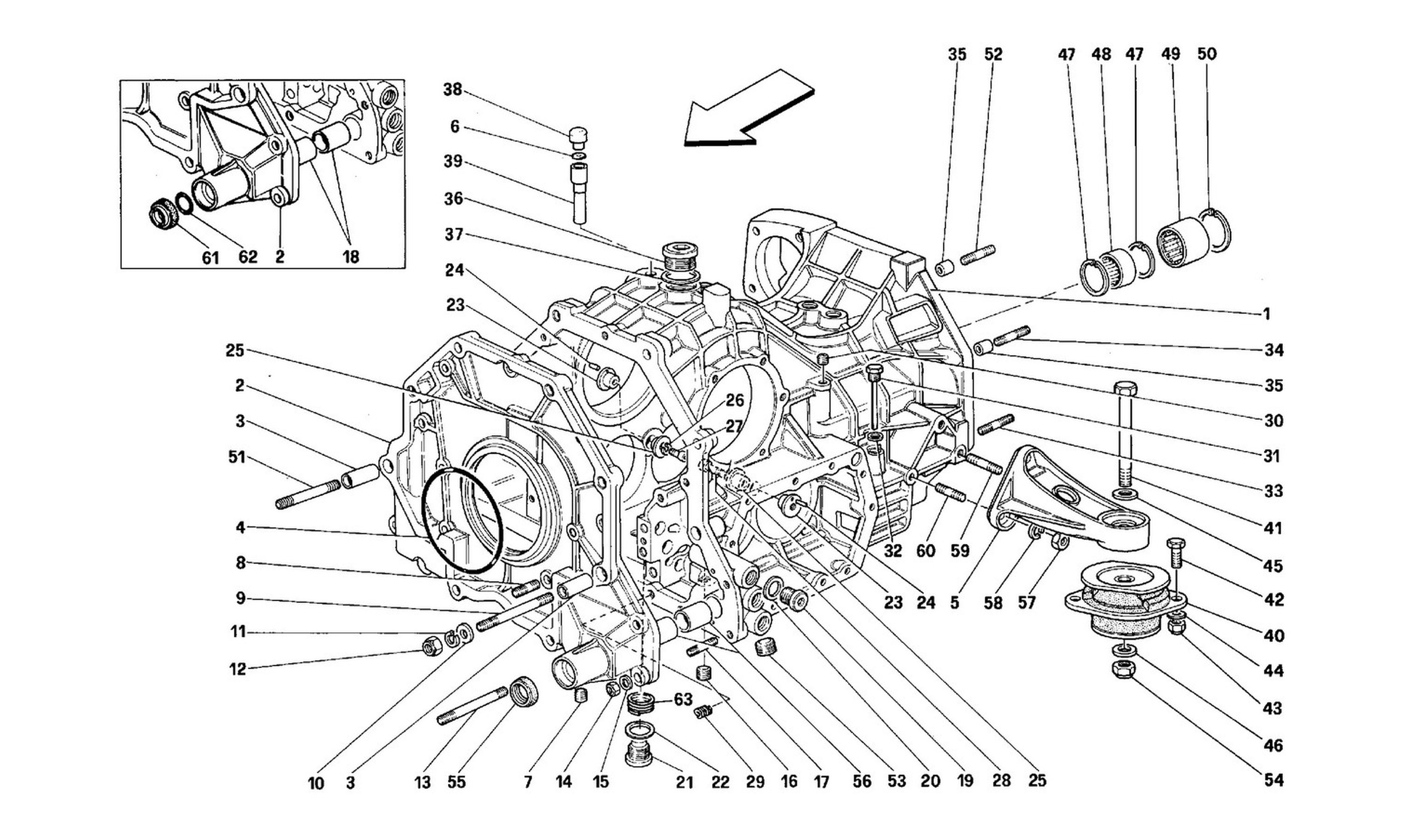 Schematic: Gearbox Housing And Interm. Casing -Valid For Cars With 4P