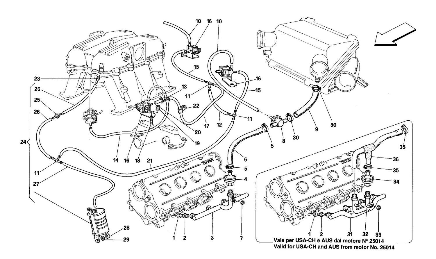 Schematic: Air Injection Device -For Cars With Catalyst - Motronic 2.7-