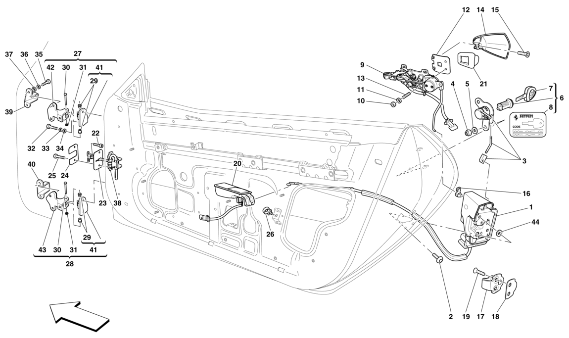 Schematic: Doors - Opening Mechanism And Hinges