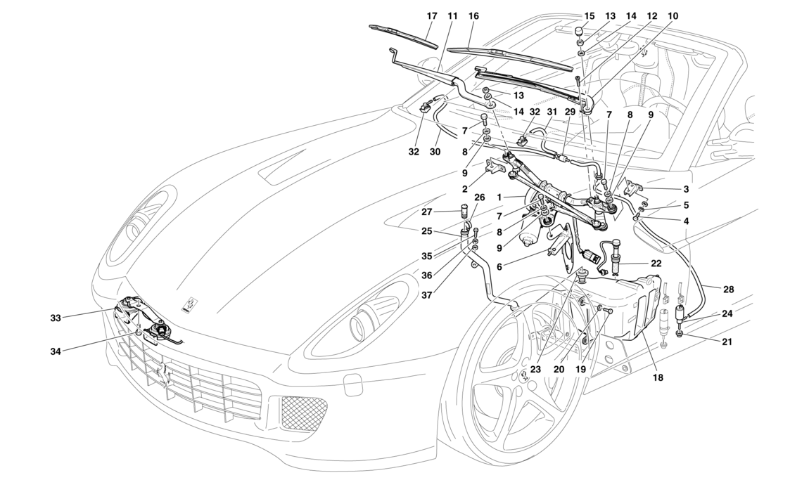 Schematic: Windscreen Wiper, Windscreen Washer And Horns