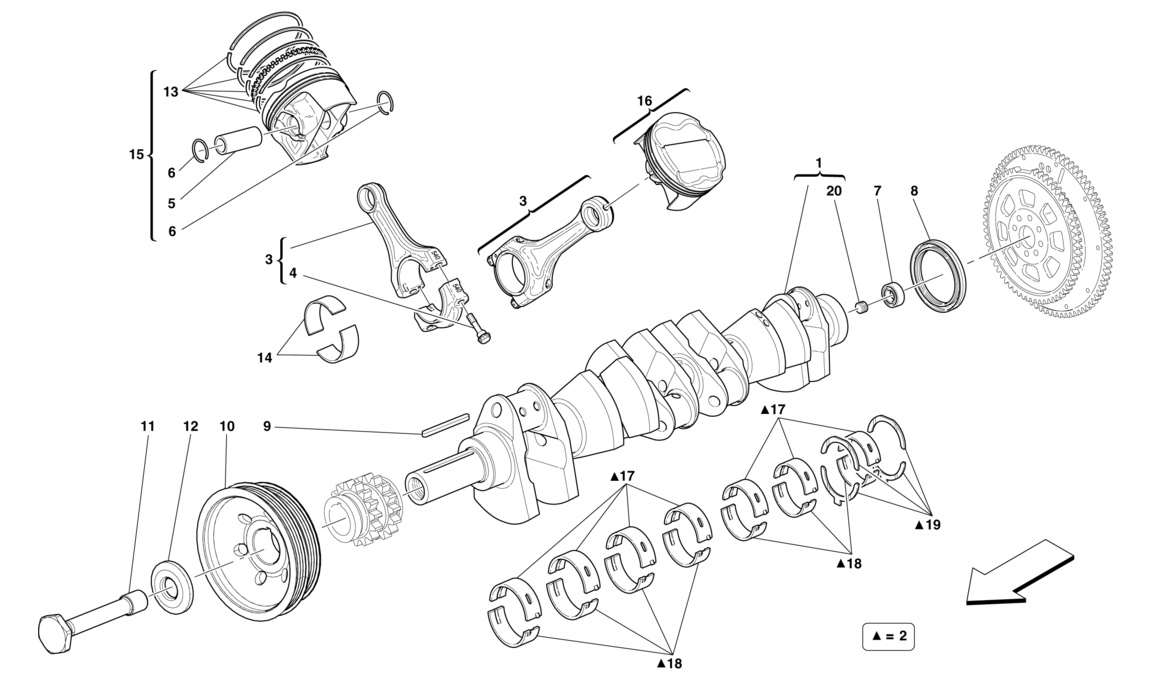 Schematic: Crankshaft - Connecting Rods And Pistons