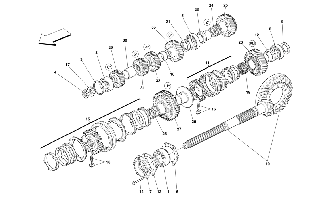 Schematic: Secondary Gearbox Shaft Gears