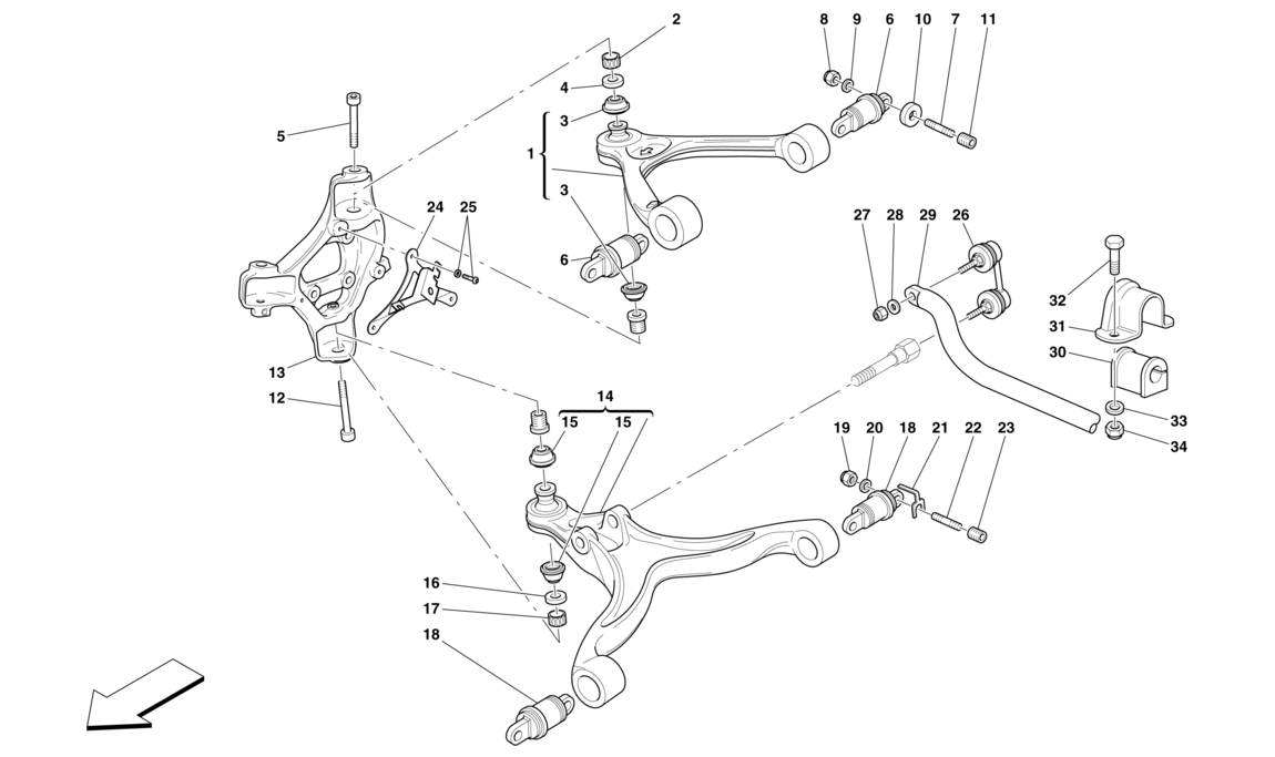 Schematic: Front Suspension - Arms And Stabiliser Bar