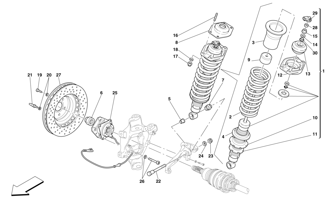 Schematic: Rear Suspension - Shock Absorber And Brake Disc