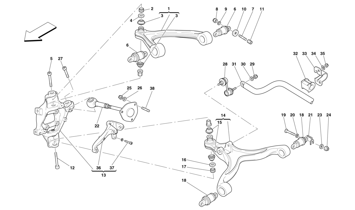 Schematic: Rear Suspension - Arms And Stabiliser Bar