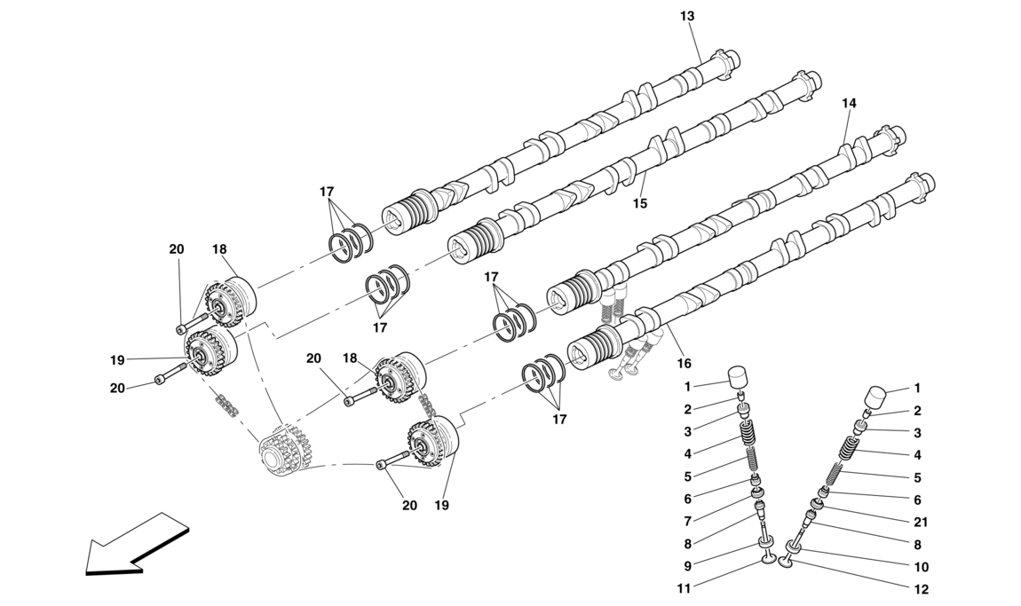 Schematic: Timing System - Tappets And Shafts