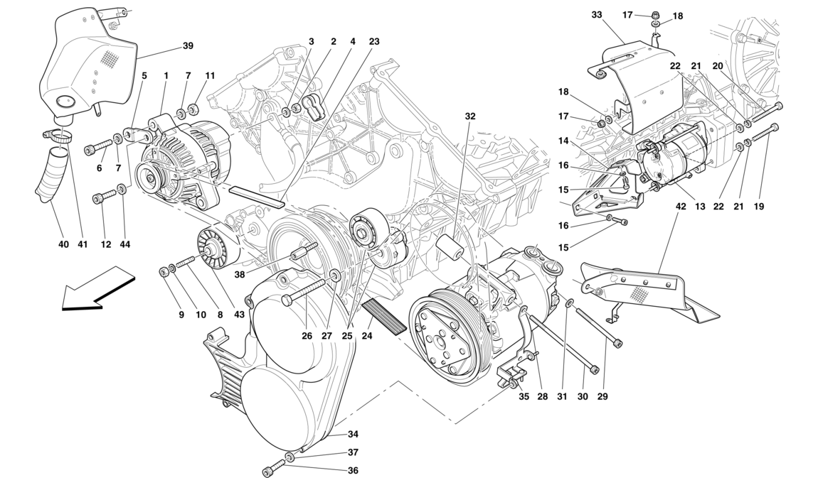 Schematic: Alternator, Starter Motor And Ac Compressor