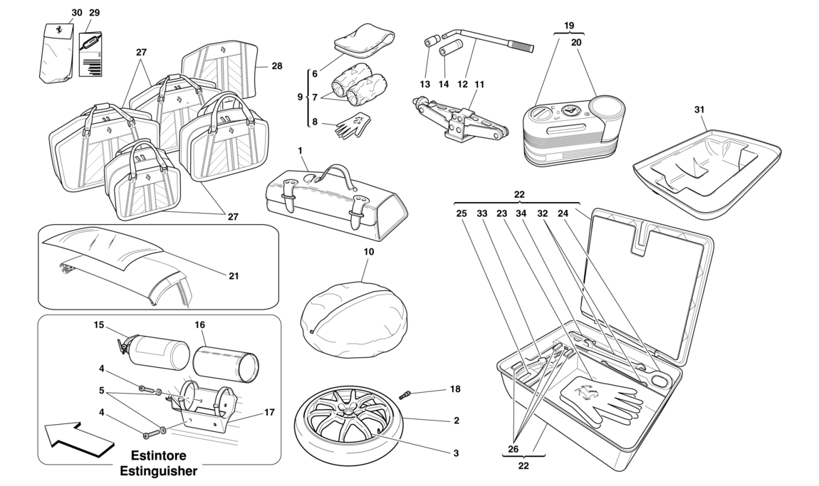 Schematic: Tool Kit -Not For Version With Spare Wheel-