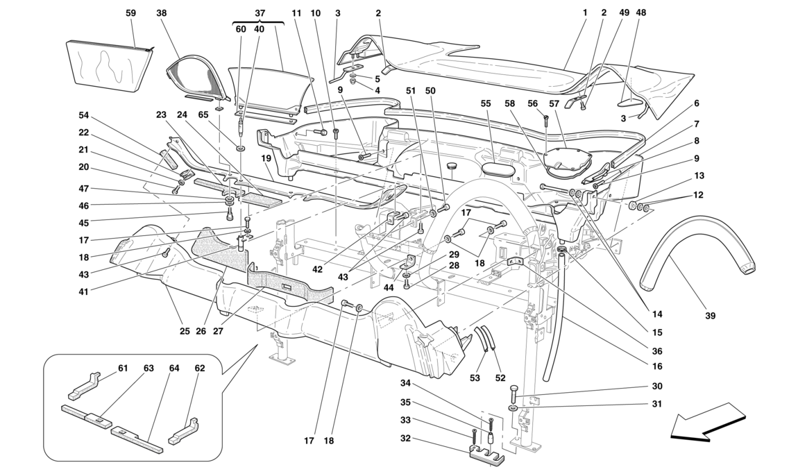 Schematic: Roof Trim And Container Tub -Applicable For Spider 16M-