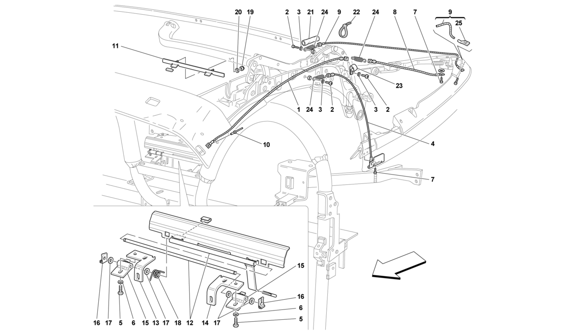 Schematic: Roof Cables And Mechanism -Applicable For Spider 16M-