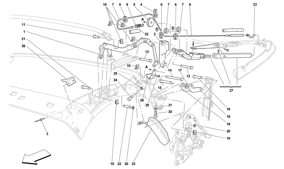 Schematic: Roof Kinematics - Upper Part -Applicable For Spider 16M-