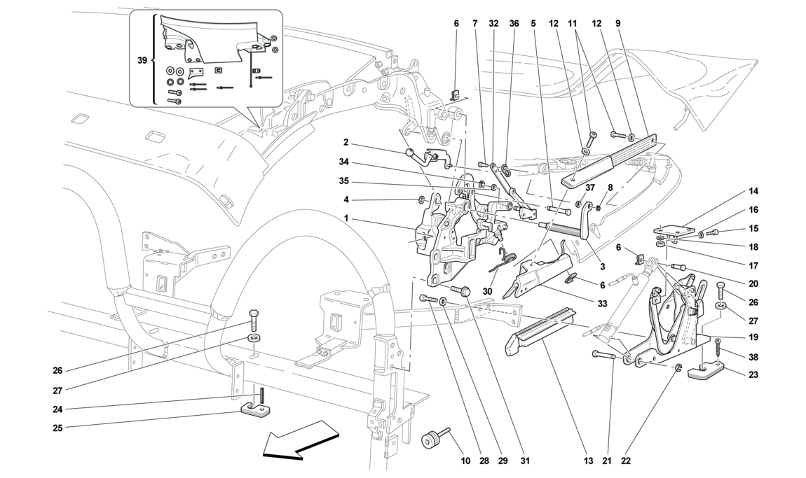 Schematic: Roof Kinematics - Lower Part -Applicable For Spider 16M-